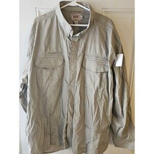 Cabela's Outfitter Series 3XL Tall Khaki Cotton Fishing Shirt Long Sleeve Vente…